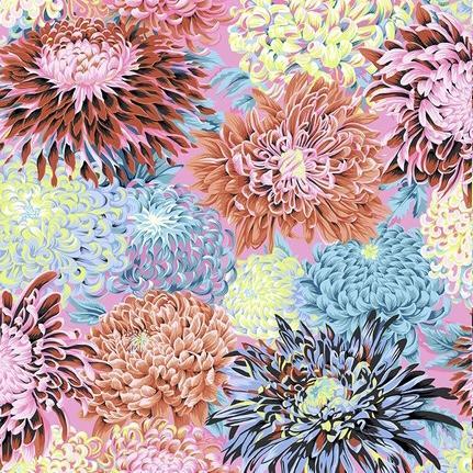 Kaffe Fassett Japanese Chrysanthemum Contrast Fabric-Free Spirit Fabrics-My Favorite Quilt Store