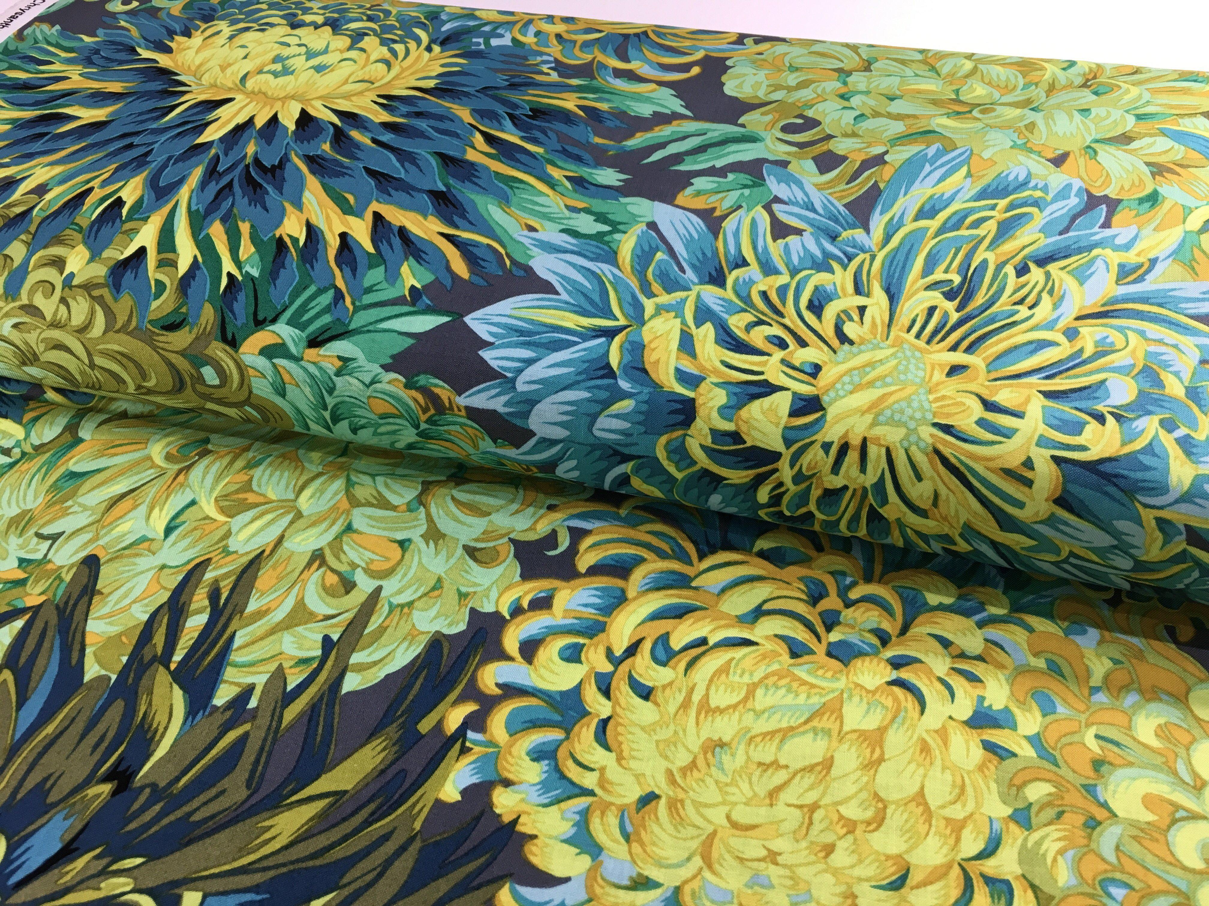 Kaffe Fassett Japanese Chrysanthemum Forest Fabric-Free Spirit Fabrics-My Favorite Quilt Store