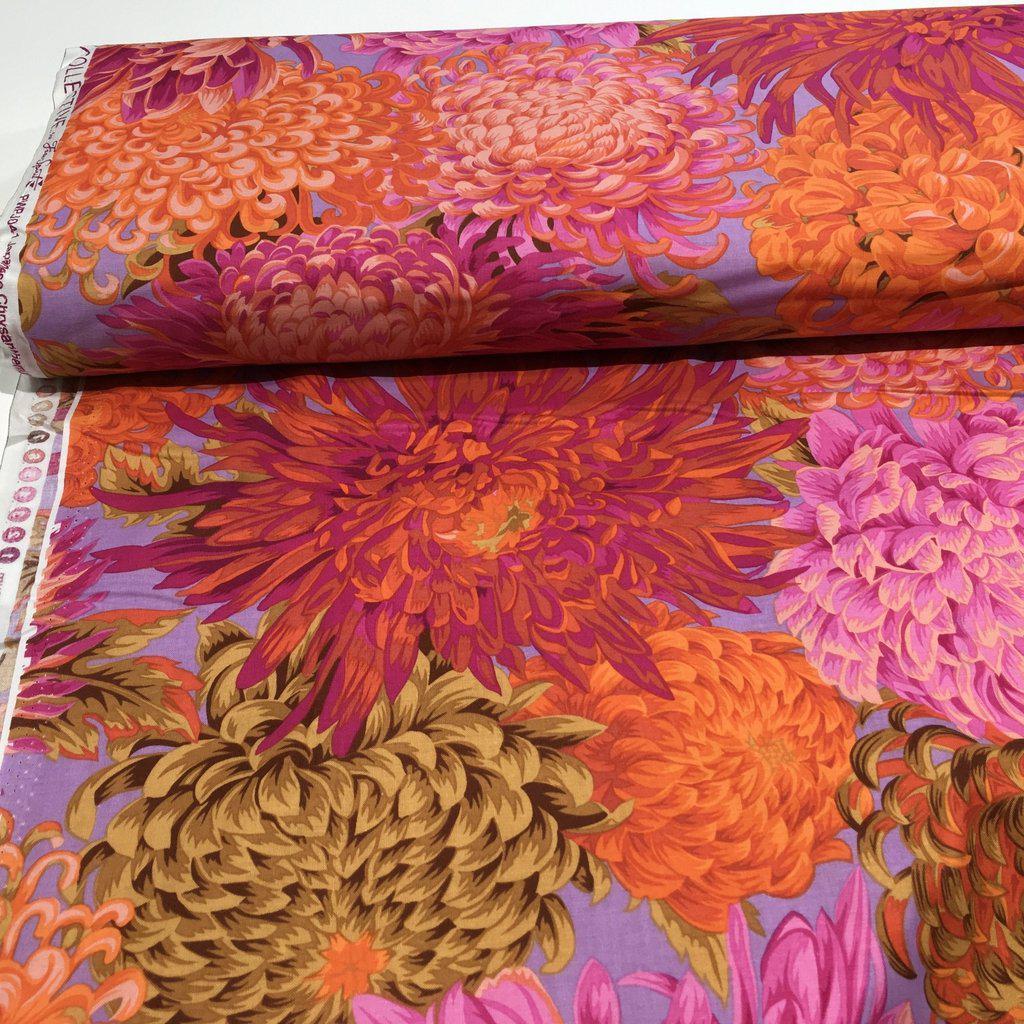 Kaffe Fassett Japanese Chrysanthemum Pink Fabric-Free Spirit Fabrics-My Favorite Quilt Store