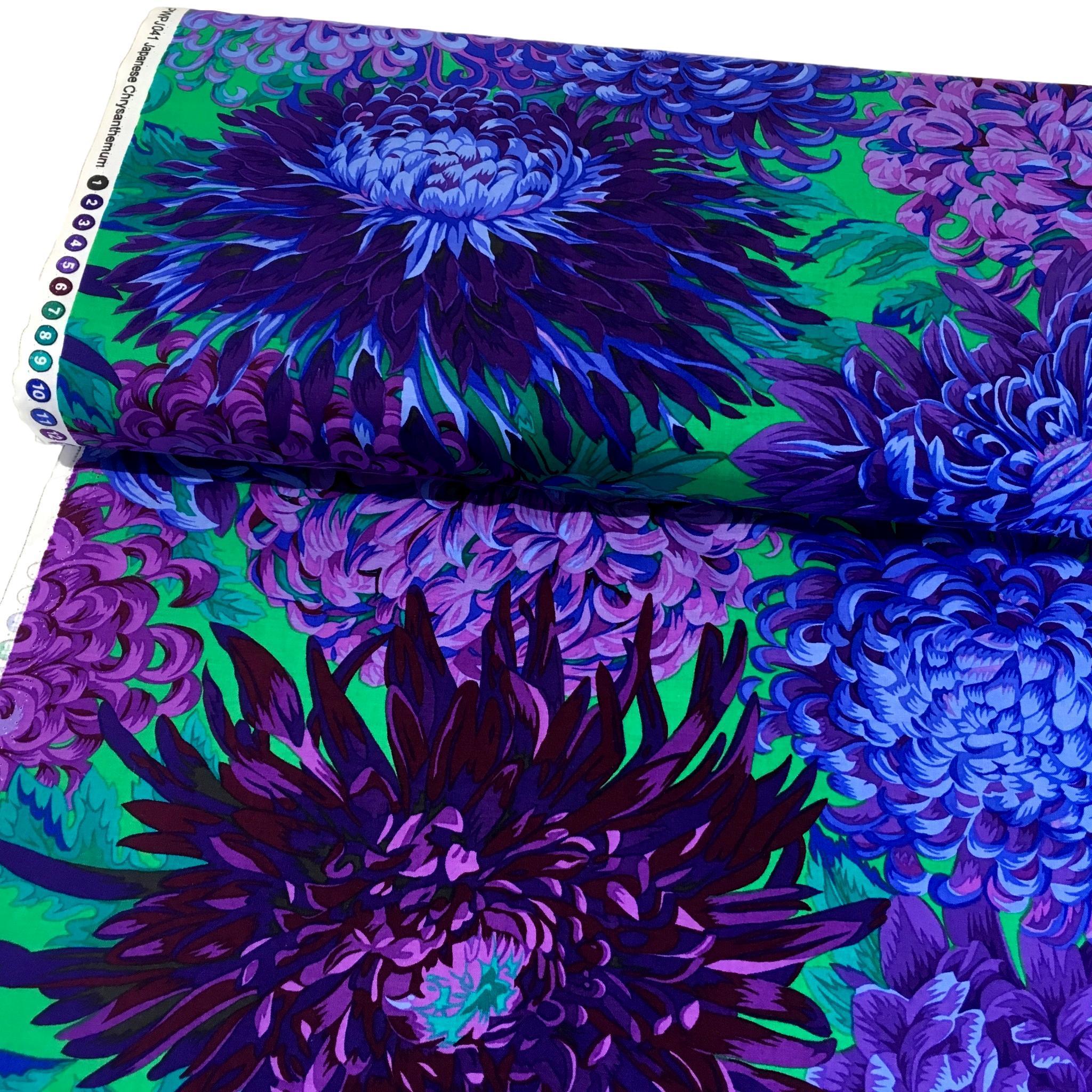 Kaffe Fassett Japanese Chrysanthemum Purple Fabric-Free Spirit Fabrics-My Favorite Quilt Store