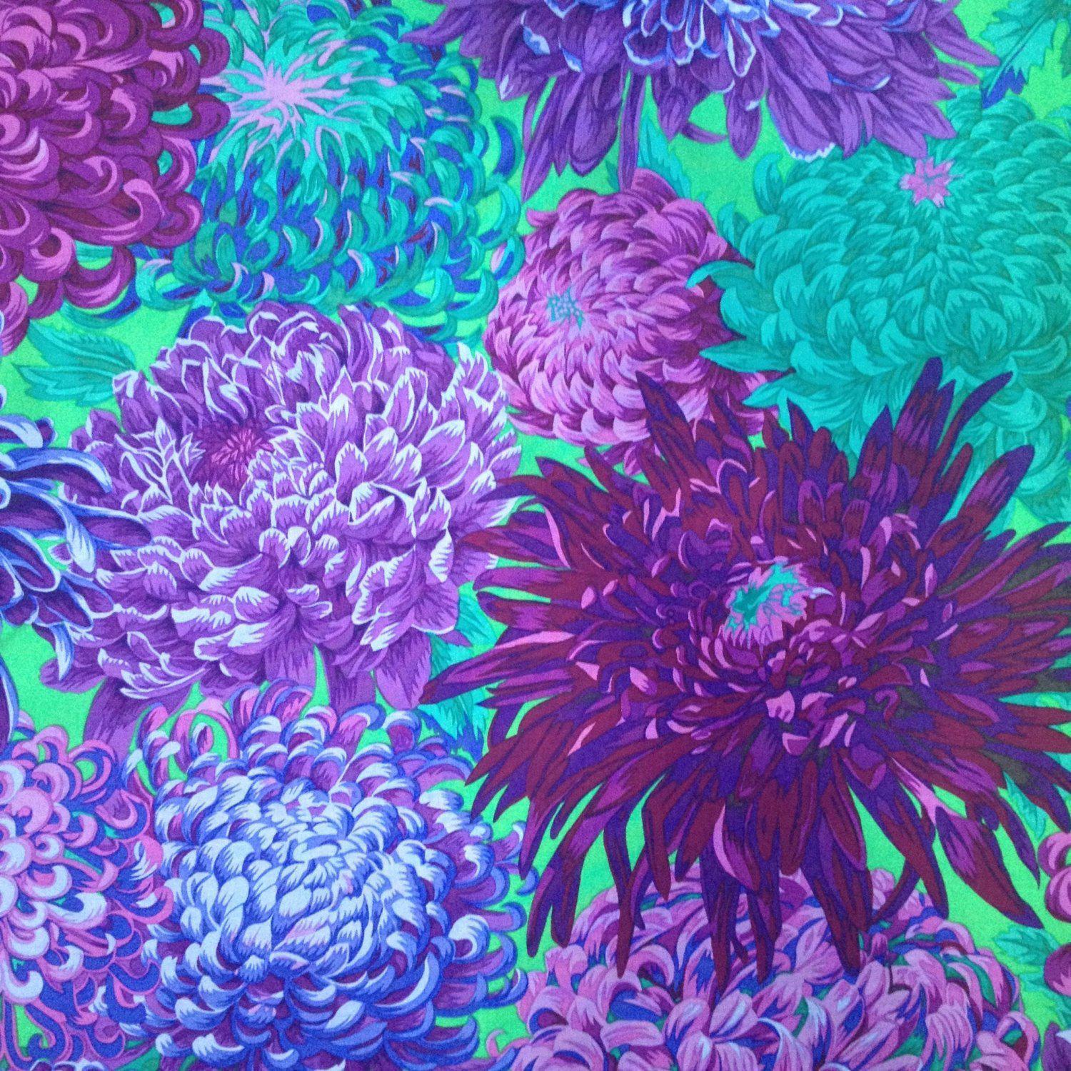 Kaffe Fassett Japanese Chrysanthemum Purple Fabric