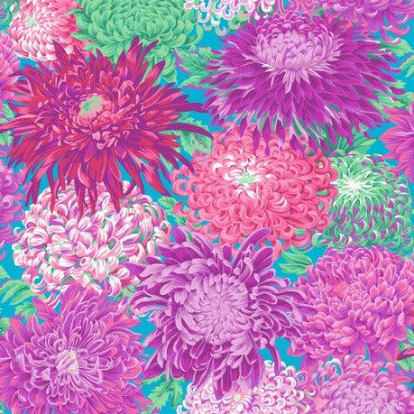 Kaffe Fassett Magenta Japanese Chrysanthemum 108" Quilt Back Fabric-Free Spirit Fabrics-My Favorite Quilt Store