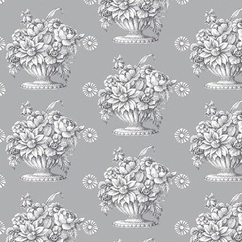 Kaffe Fassett Stone Flower Grey 108" Quilt Back Fabric-Free Spirit Fabrics-My Favorite Quilt Store