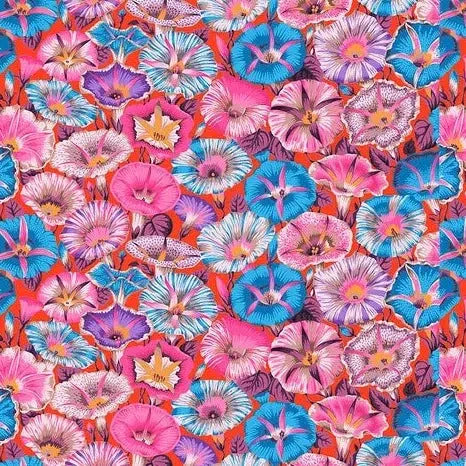 Kaffe Fassett Variegated Morning Glory Red Fabric-Free Spirit Fabrics-My Favorite Quilt Store