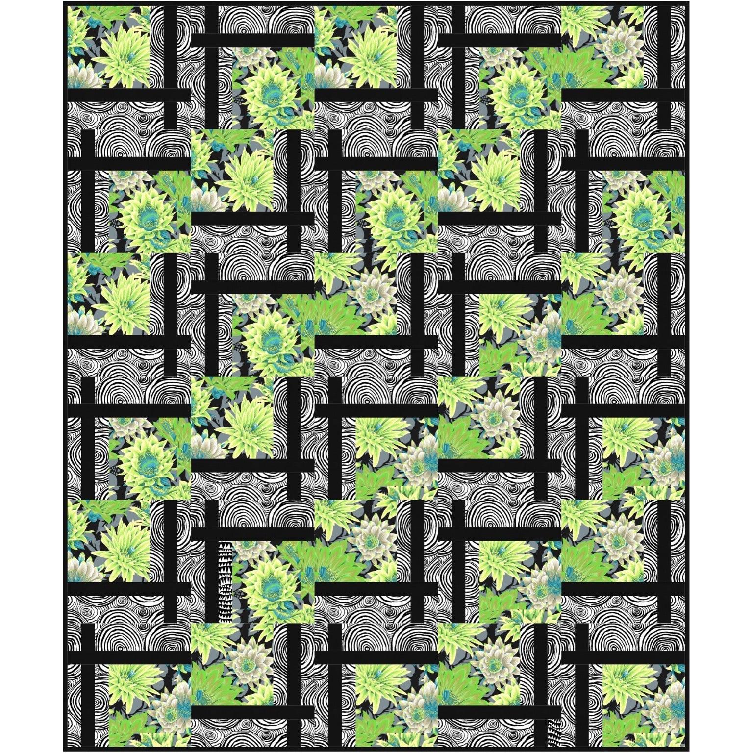 Kaffe Green Cactus with Onion Rings BQ2 Quilt Kit-Free Spirit Fabrics-My Favorite Quilt Store