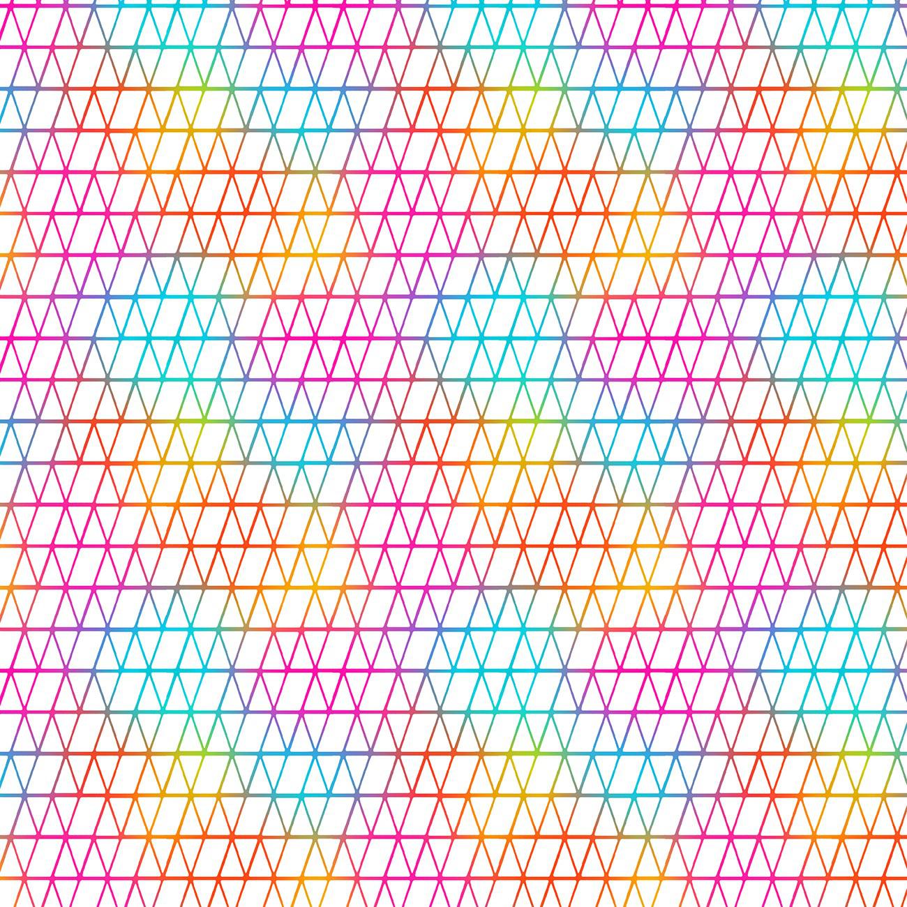 Kaleidoscope White Shimmering Triangles Digital Fabric