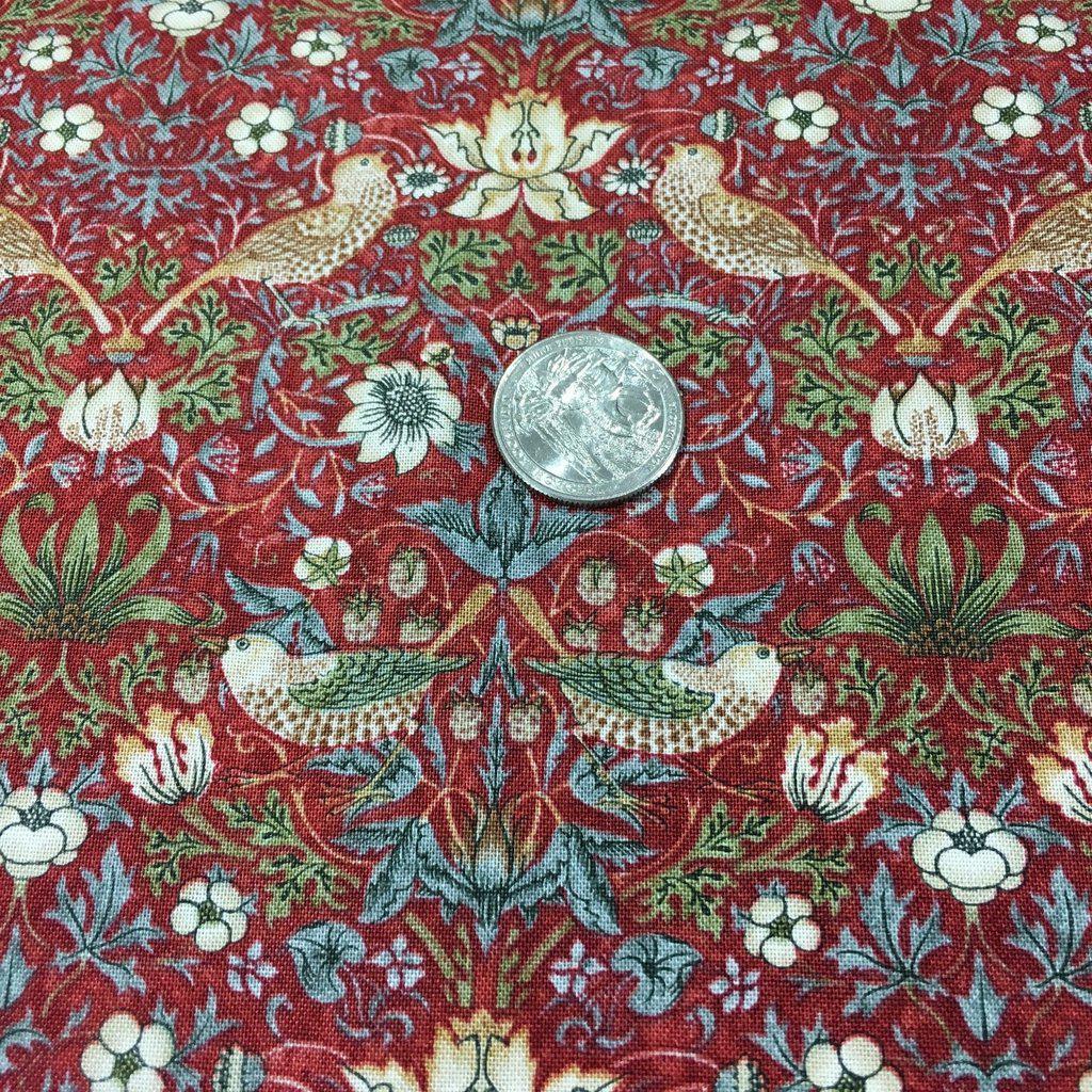 Kelmscott Mini Strawberry Thief Red Fabric-Free Spirit Fabrics-My Favorite Quilt Store