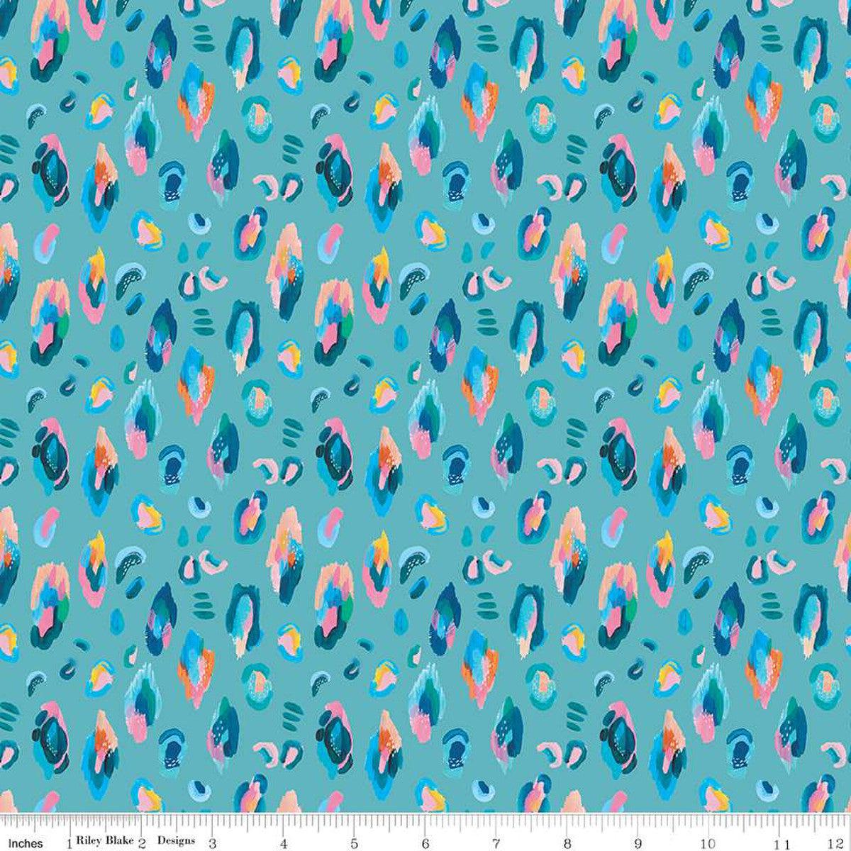 Kindness Always Leopard Teal Fabric-Riley Blake Fabrics-My Favorite Quilt Store