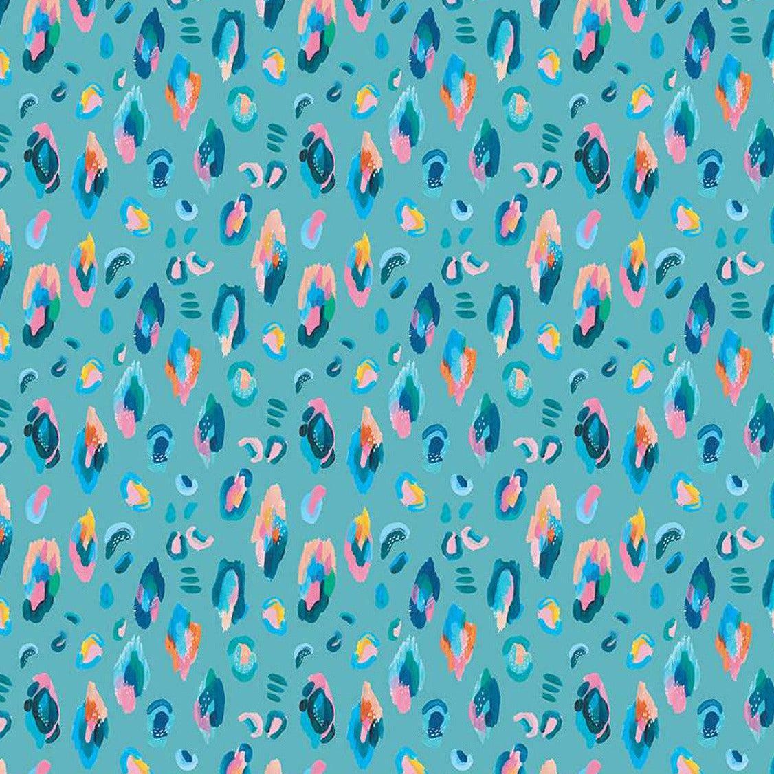 Kindness Always Leopard Teal Fabric-Riley Blake Fabrics-My Favorite Quilt Store