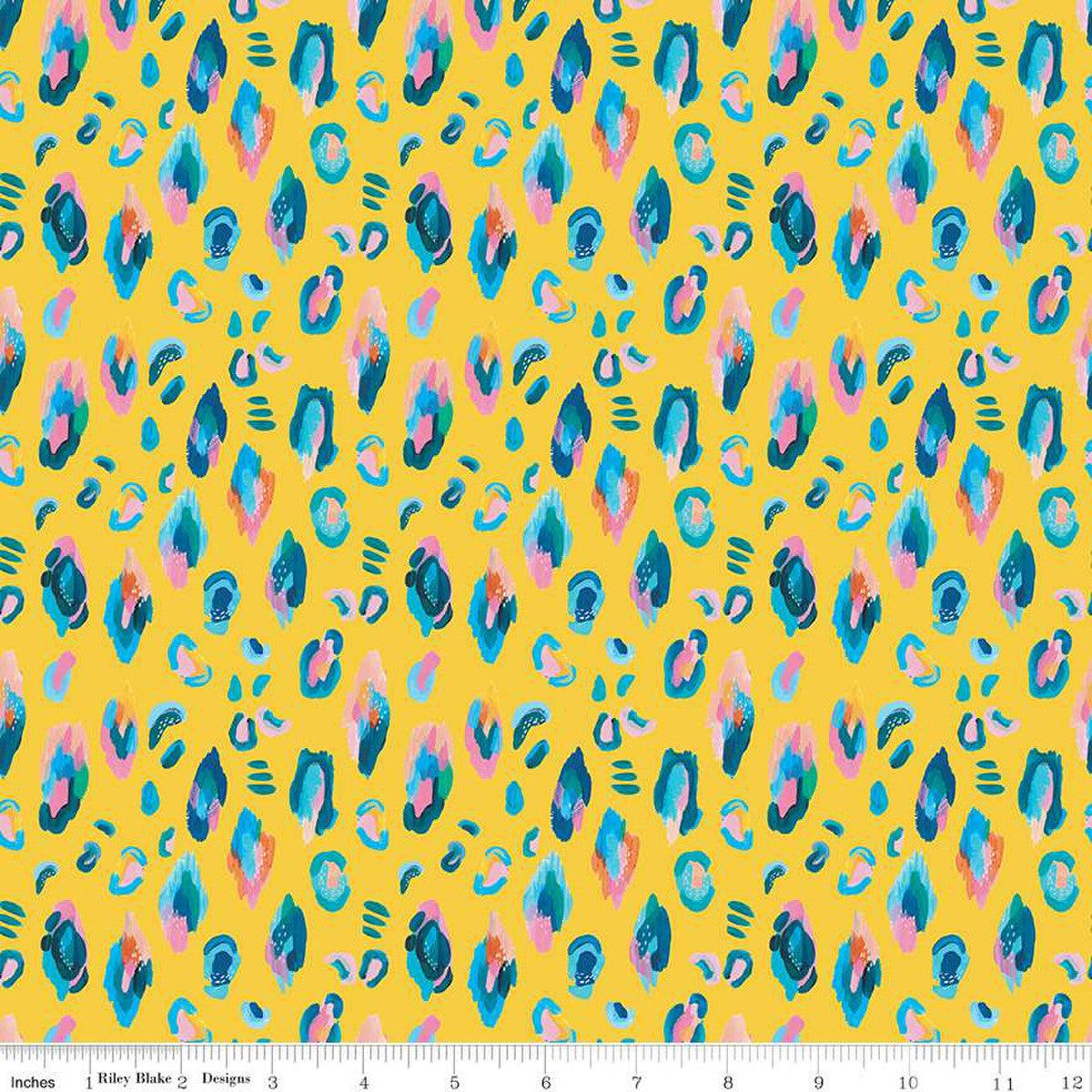 Kindness Always Leopard Yellow Fabric-Riley Blake Fabrics-My Favorite Quilt Store