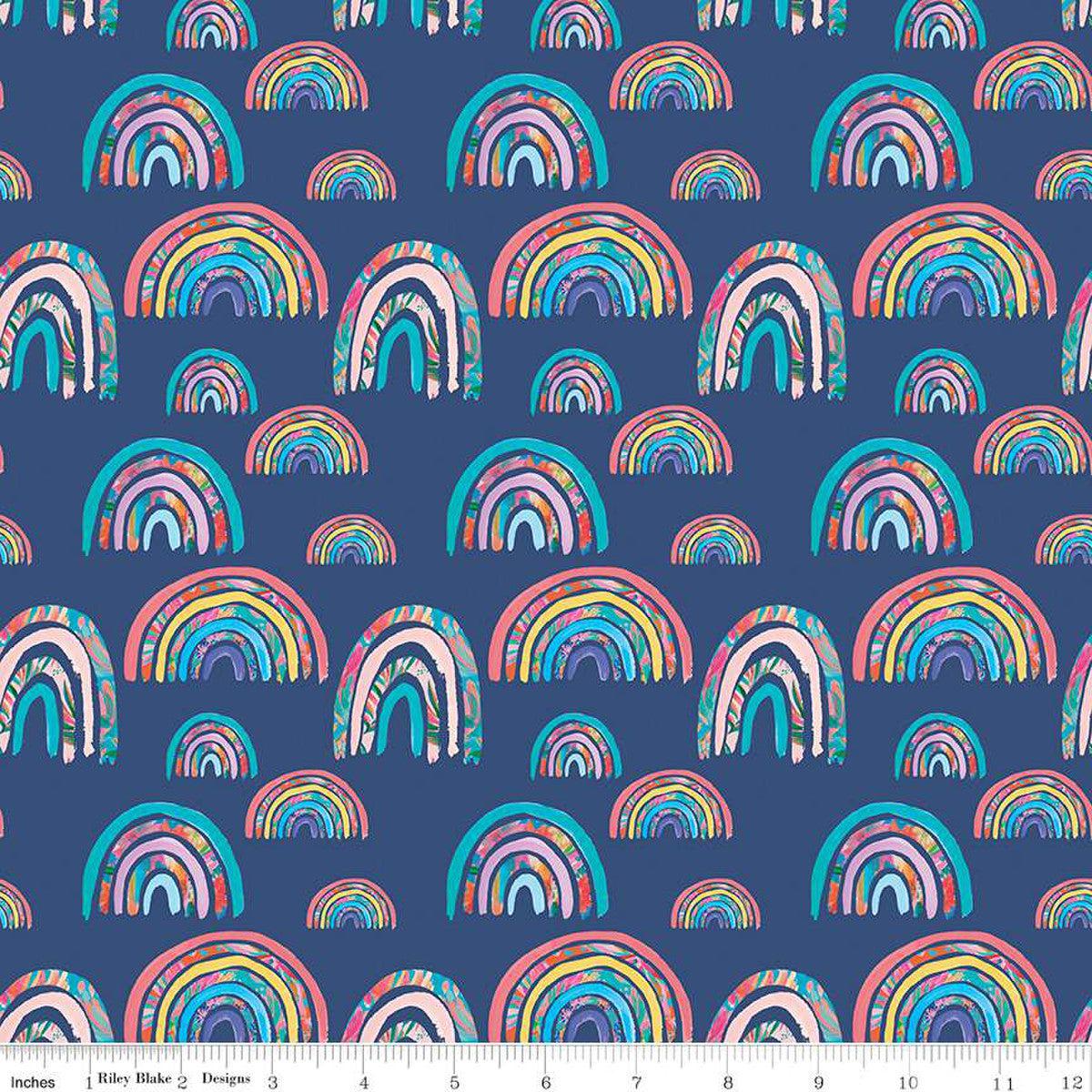 Kindness Always Rainbow Blue Fabric-Riley Blake Fabrics-My Favorite Quilt Store