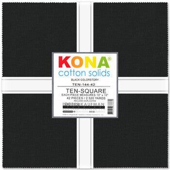 Kona Cotton Solid Black 10" Layer Cake 42pc.