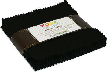 Kona Cotton Solid Black 5" Charm Pack-Robert Kaufman-My Favorite Quilt Store