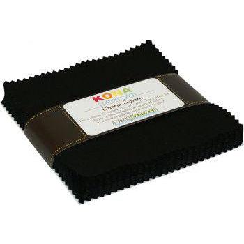 Kona Cotton Solid Black 5" Charm Pack-Robert Kaufman-My Favorite Quilt Store