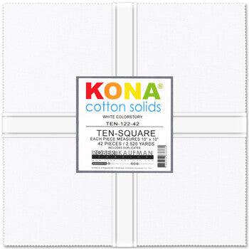 Kona Cotton Solid White 10" Layer Cake 42pc.-Robert Kaufman-My Favorite Quilt Store