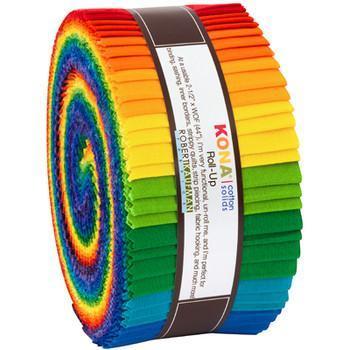 Kona Solid Classic Bright Palette 2½" Roll Up-Robert Kaufman-My Favorite Quilt Store