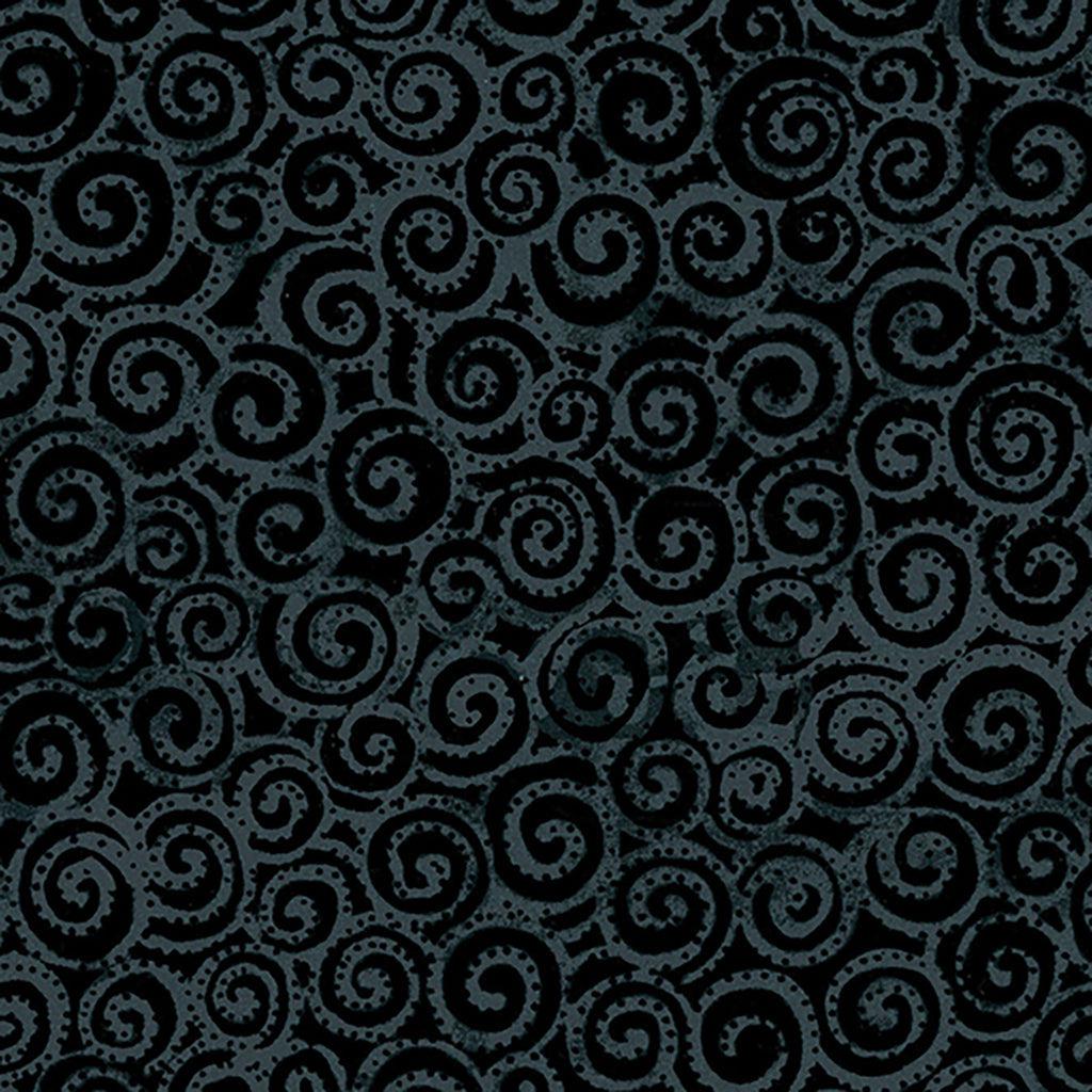 Laurel Burch Basic Dark Gray Swirl Fabric-Clothworks-My Favorite Quilt Store