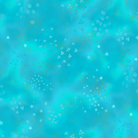 Laurel Burch Basic Turquoise Glitter Metallic Fabric-Clothworks-My Favorite Quilt Store