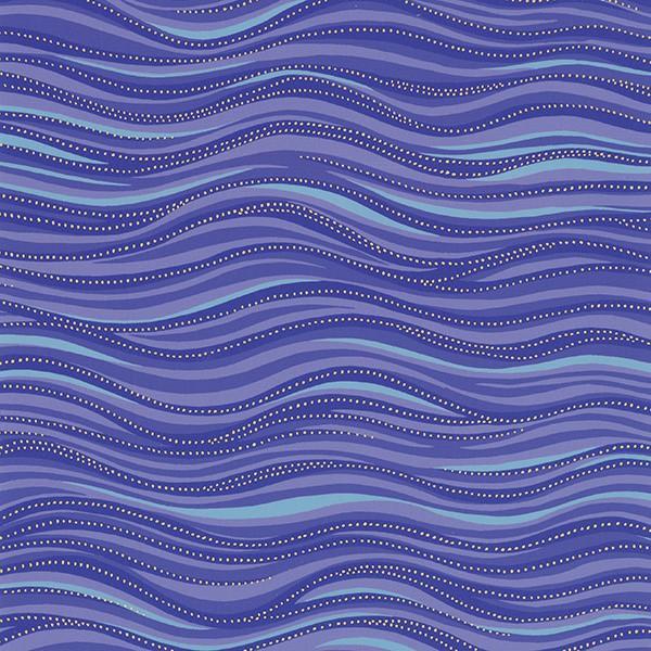 Laurel Burch Basics Dark Purple Wave Metallic Fabric-Clothworks-My Favorite Quilt Store