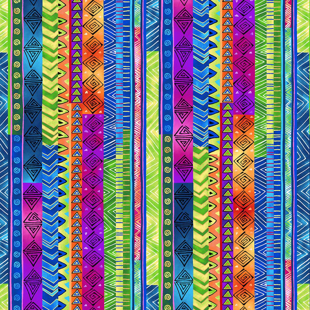 Laurel Burch Basics Multi Basic Stripe Fabric-Clothworks-My Favorite Quilt Store