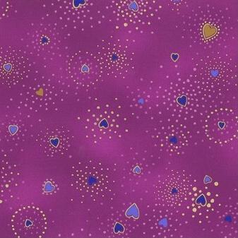 Laurel Burch Basics Pink Hearts Metallic Fabric-Clothworks-My Favorite Quilt Store