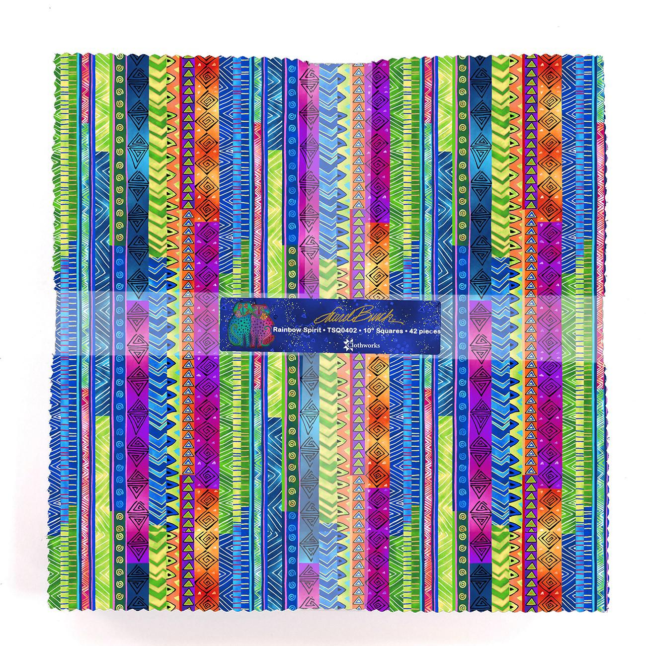 Laurel Burch Basics Rainbow Spirits 10" Layer Cake-Clothworks-My Favorite Quilt Store