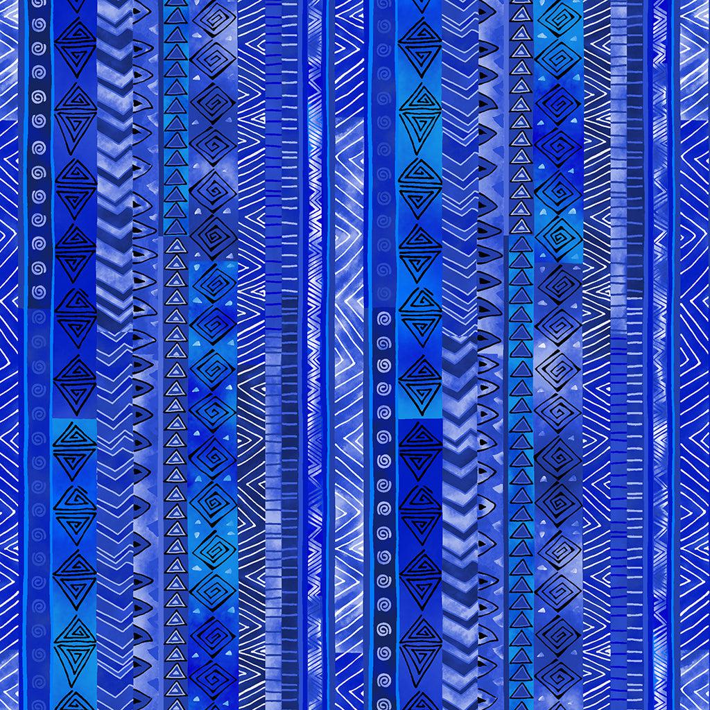 Laurel Burch Basics Royal Blue Basic Stripe Fabric-Clothworks-My Favorite Quilt Store