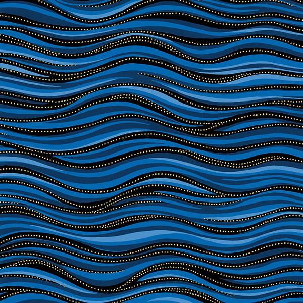 Laurel Burch Basics Royal Blue Wave Metallic Fabric-Clothworks-My Favorite Quilt Store