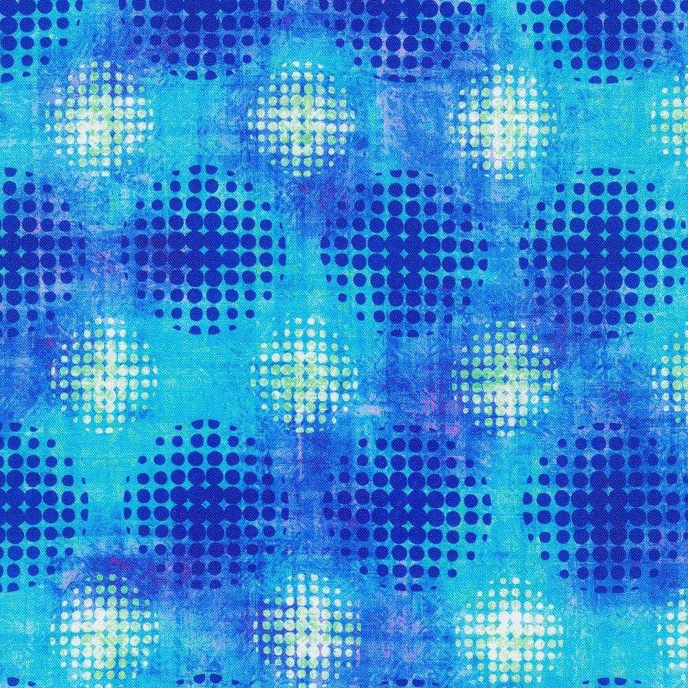 Leaflet Lapis Tonal Circles Fabric