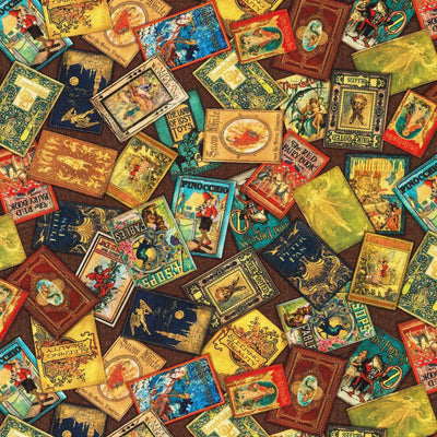 Library of Rarities Antique Books Scattered Small Print Fabric by Aimee  Stewart - Robert Kaufman