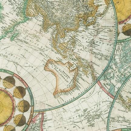 Library of Rarities Antique World Map Fabric-Robert Kaufman-My Favorite Quilt Store
