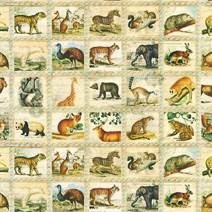 Library of Rarities Vintage Animals Fabric-Robert Kaufman-My Favorite Quilt Store