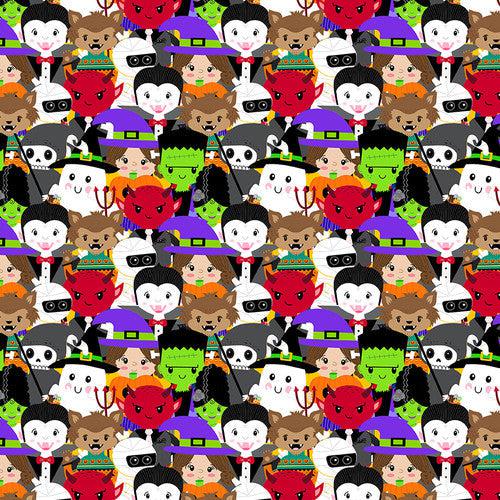 Little Monsters Multi Trick or Treaters Collage Fabric-Blank Quilting Corporation-My Favorite Quilt Store