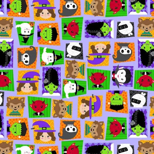 Little Monsters Multi Trick or Treaters Patch Fabric-Blank Quilting Corporation-My Favorite Quilt Store