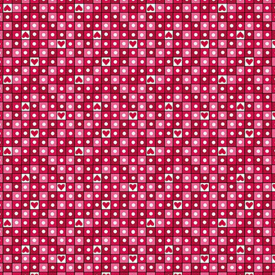 Floating Red Hearts on Bright Pink Fabric