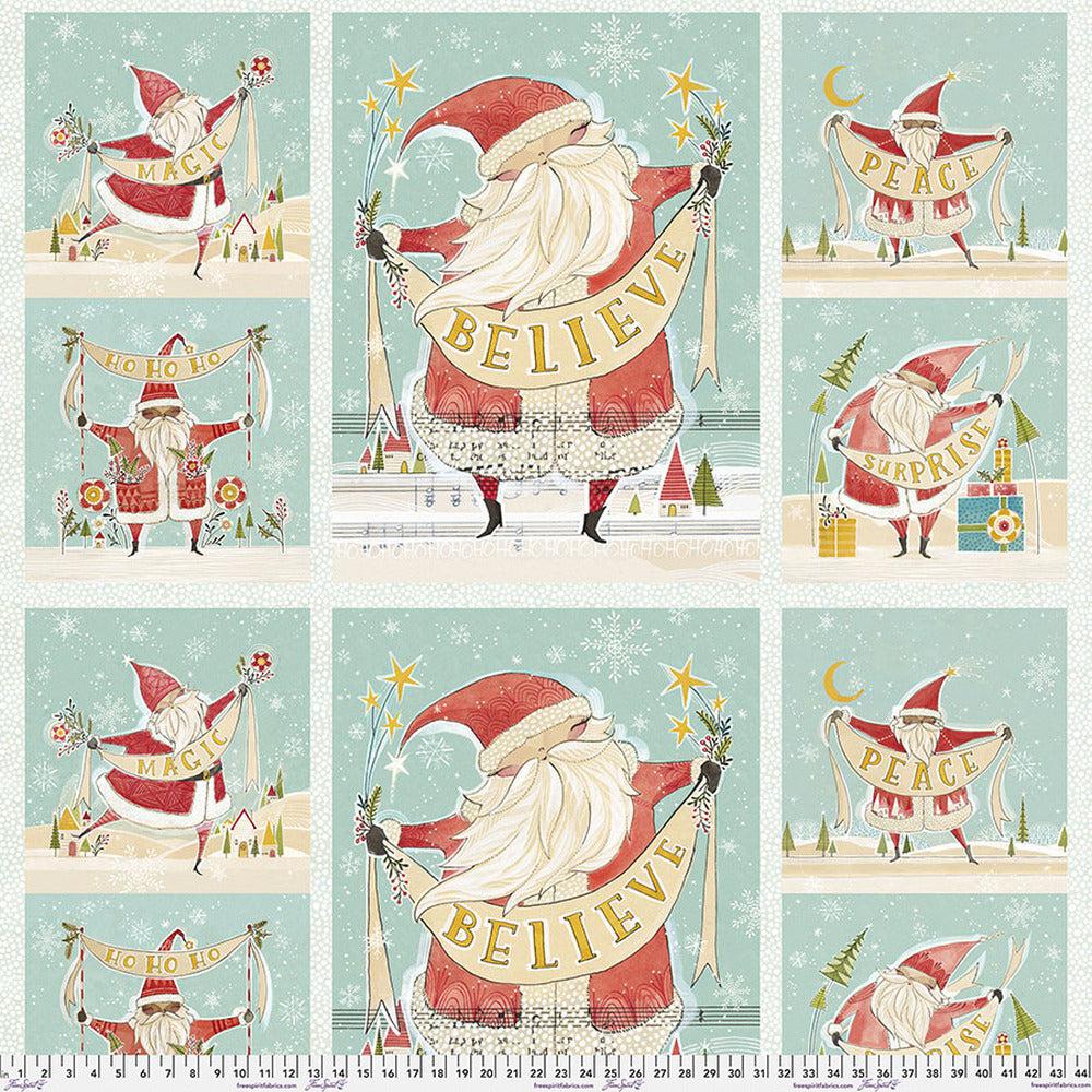 Love Santa Aqua Santa Wishes Panel 24"x 44/45"-Free Spirit Fabrics-My Favorite Quilt Store