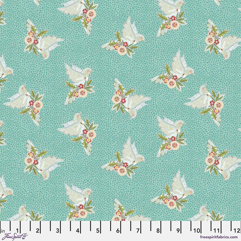 Love Santa Christmas Dove Blue Fabric-Free Spirit Fabrics-My Favorite Quilt Store