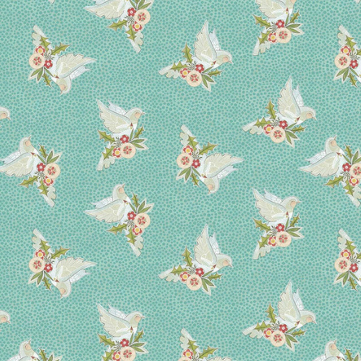 Love Santa Christmas Dove Blue Fabric-Free Spirit Fabrics-My Favorite Quilt Store