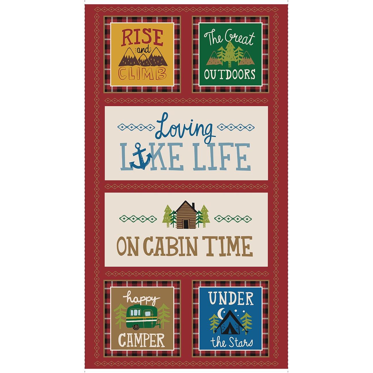 Loving Camp Life Red Lake Panel 24"x 44/45"-Henry Glass Fabrics-My Favorite Quilt Store
