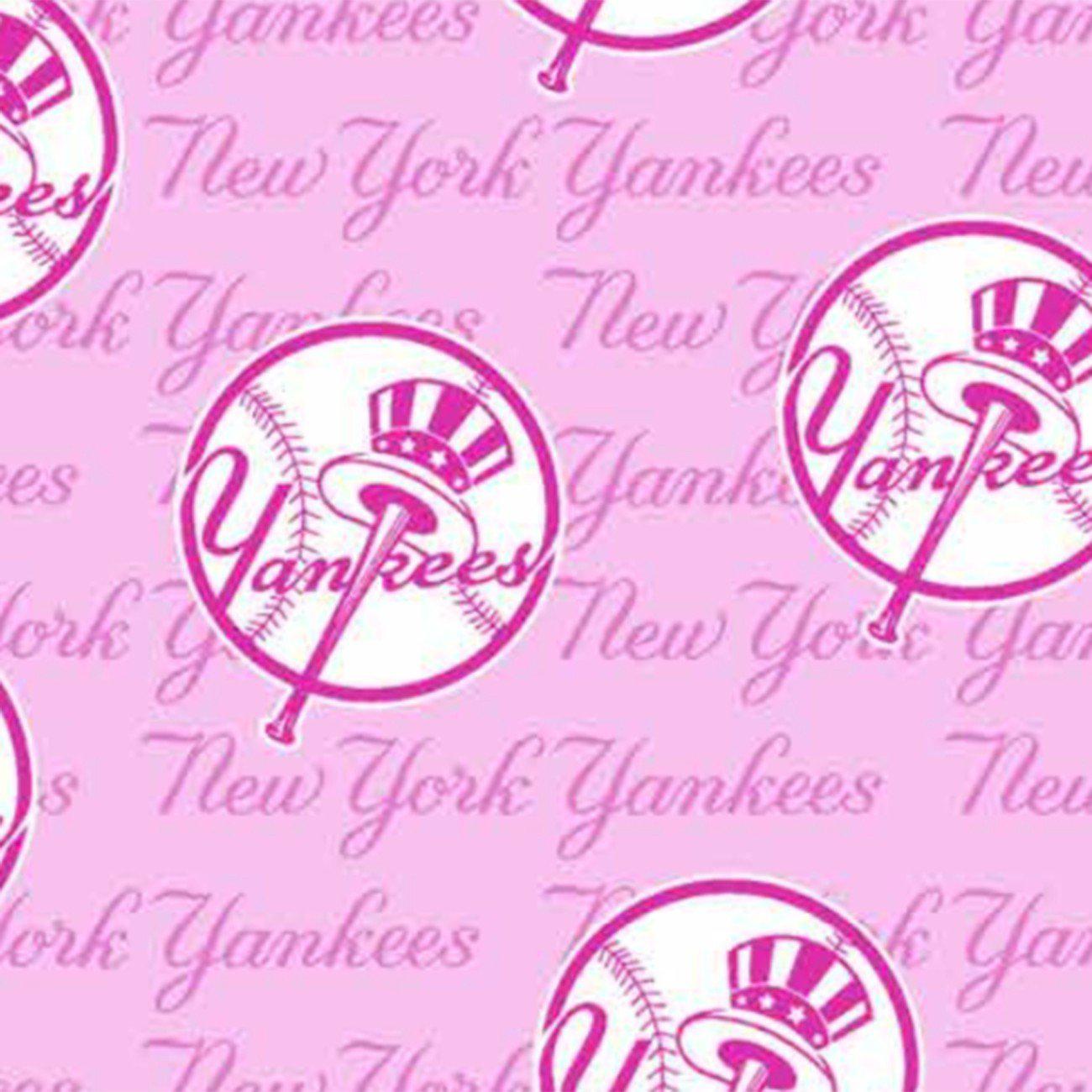 MLB Pink New York Yankees Cotton Fabric - Fabric Traditions