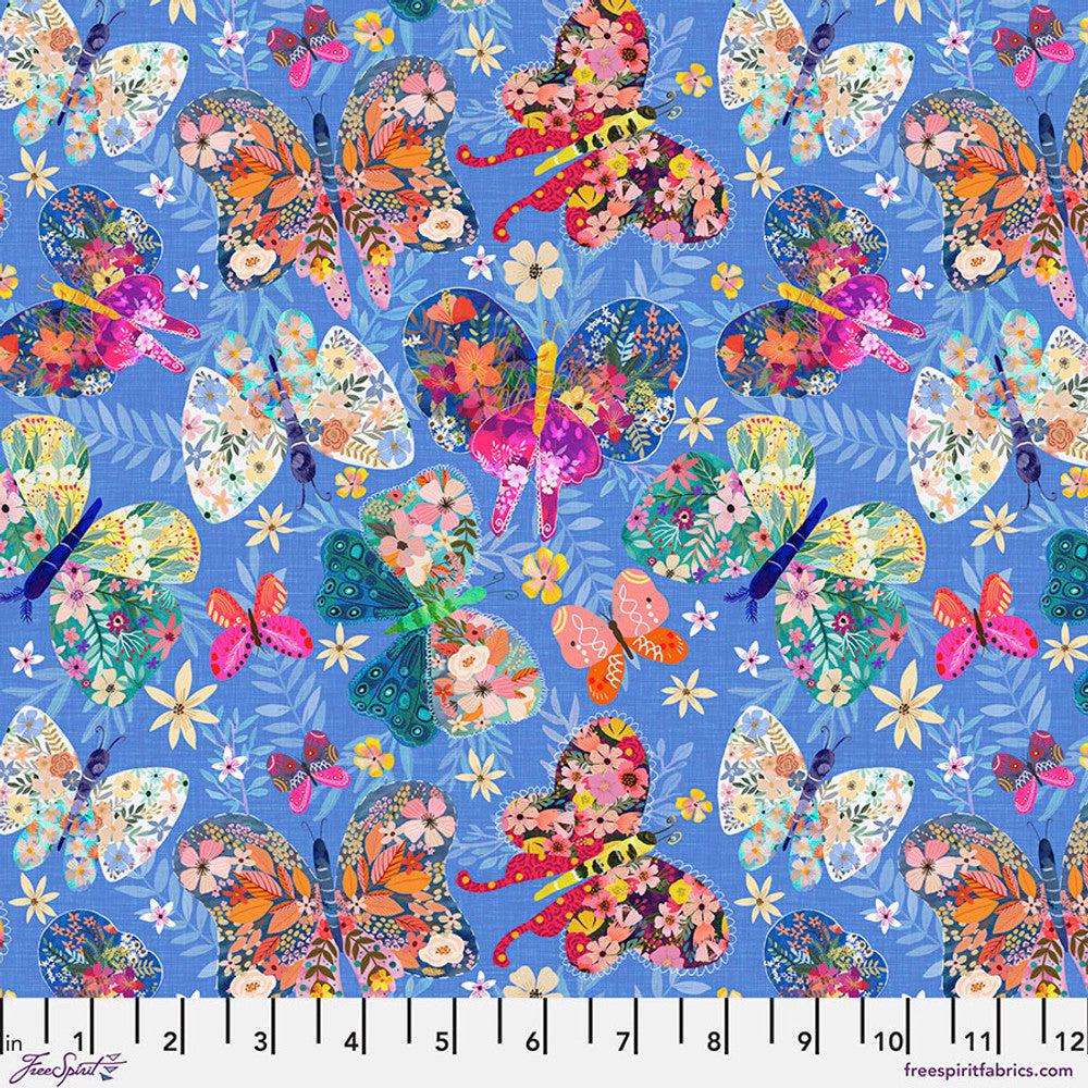 Magic Friends Blue Butterfly Paradise Fabric-Free Spirit Fabrics-My Favorite Quilt Store