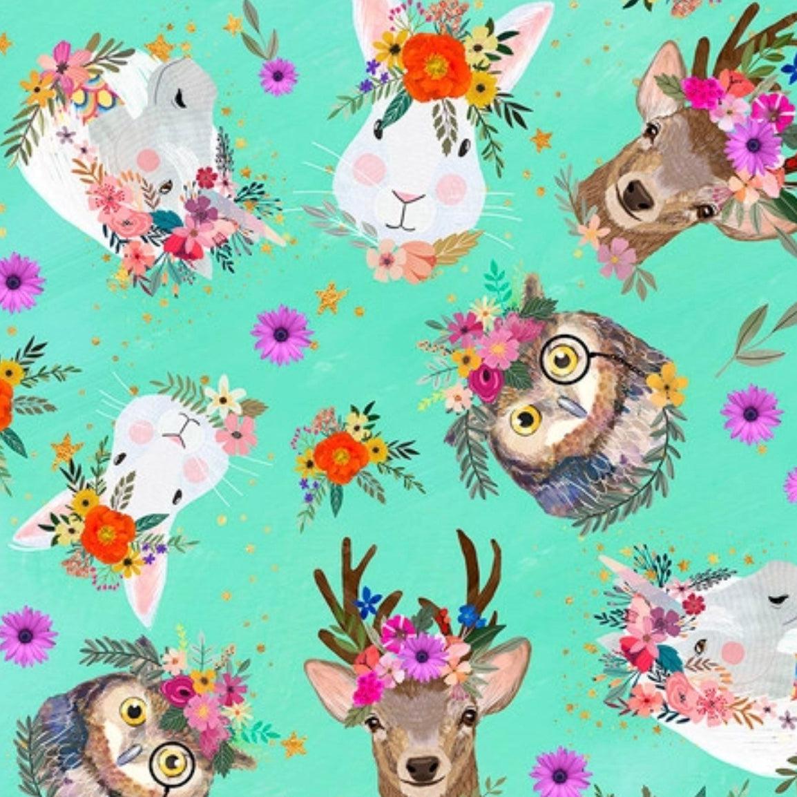 Baby fabric by the Yard ''Animals On A Sunny Meadow