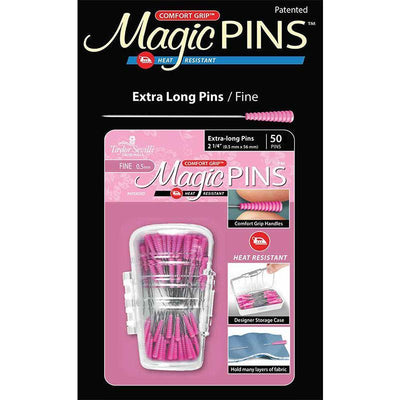 50pc Magic QUILTING Pins w/Case ~FINE 1-3/4~ w/Comfort Grip! Heat  Resistant!
