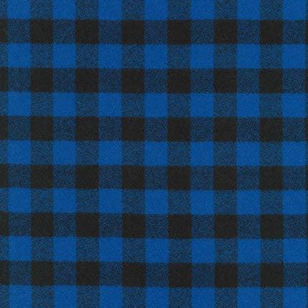 Mammoth Black and Blue Buffalo Plaid Flannel Fabric-Robert Kaufman-My Favorite Quilt Store