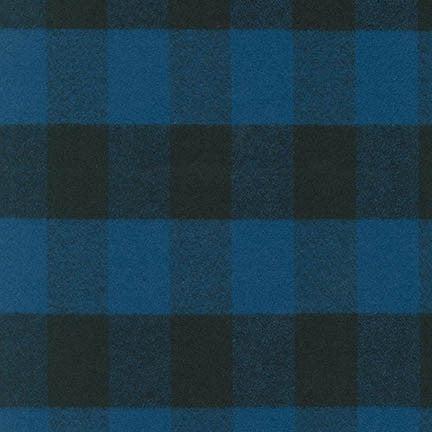 Buffalo Plaid - Black & Blue - Cotton FLANNEL Fabric