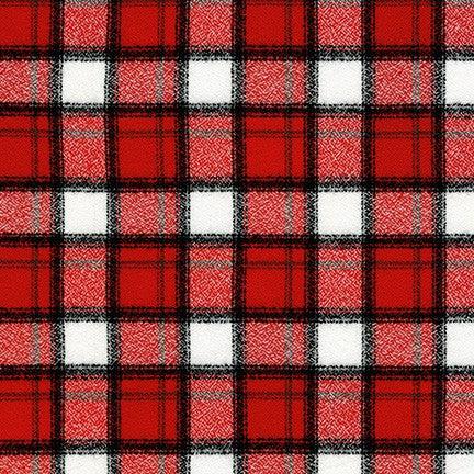 Buffalo Plaid Red and Black - Large Square Plaid Flannel 100% Cotton Fabric