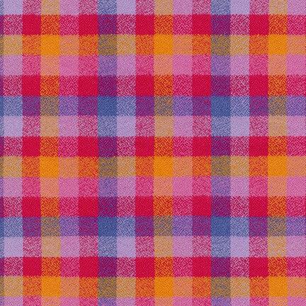 Ivory, Tan, Baby Blue, Pink, and Yellow Plaid Poly/Rayon Flannel