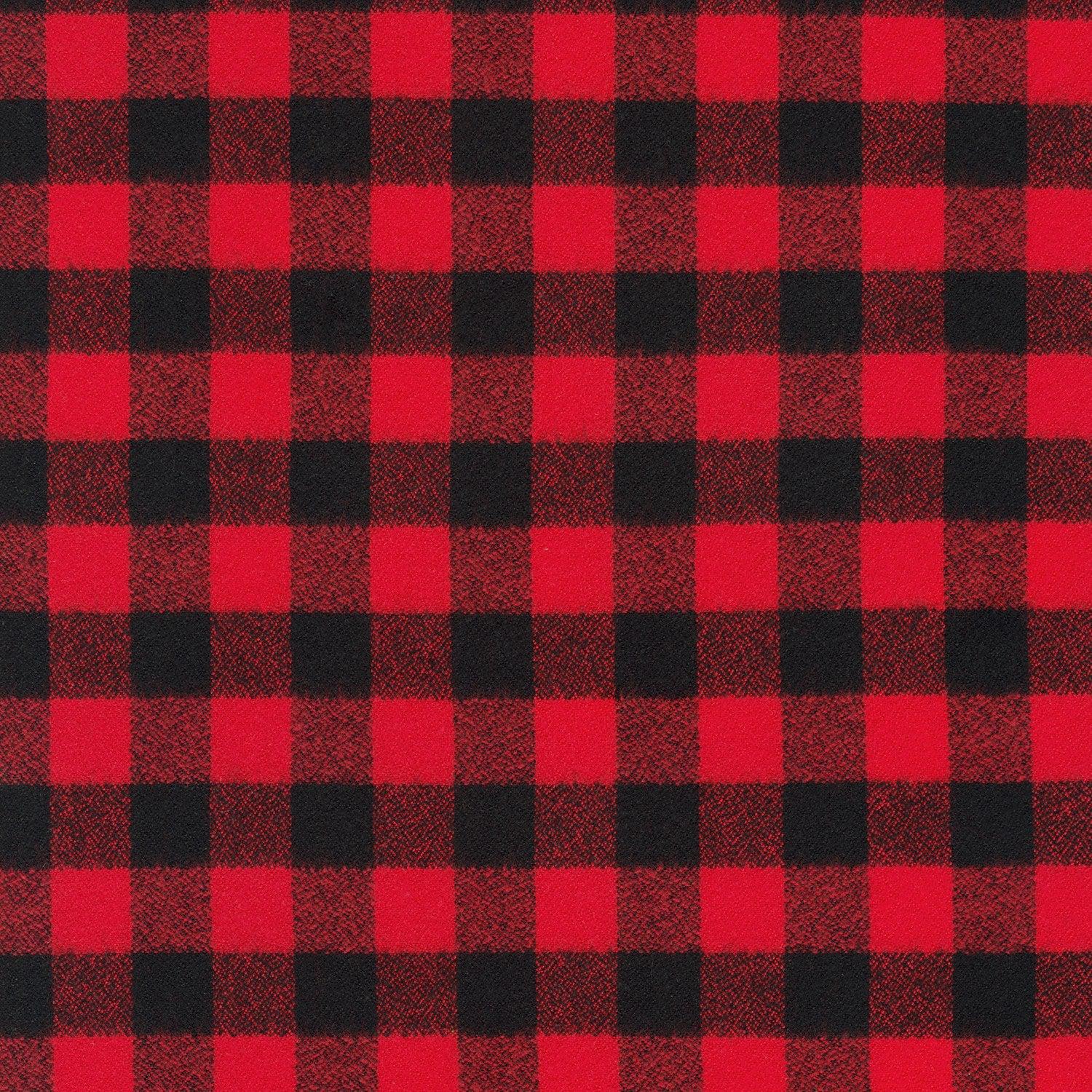 Buffalo Plaid White and Black - Large Square Plaid Flannel 100% Cotton