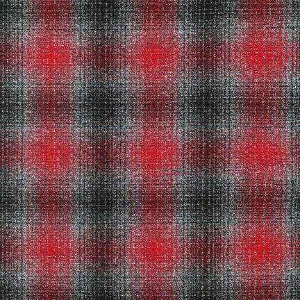 Mammoth Red & Grey Plaid Flannel Fabric - Robert Kaufman