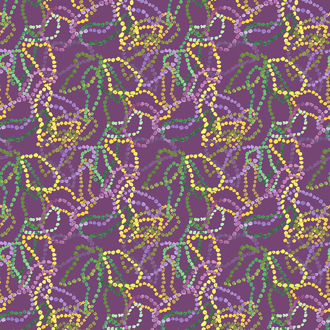 Mardi Party Grape Mardi Beads Fabric-Dear Stella Fabrics-My Favorite Quilt Store